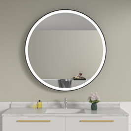 Oglinda baie 90x90 rotunda cu dezaburire. Rama neagra