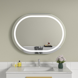 Oglinda baie 80x60 ovala cu led si dezaburire
