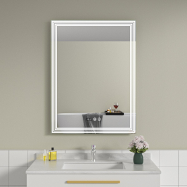 Oglinda baie led 60x80 cu dezaburire. Ceas digital