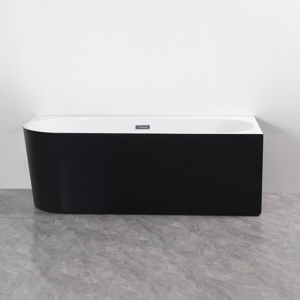 Cada freestanding negru pe colt dreapta Linea 170x75x58