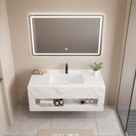 Mobilier baie compozit ceramic alb auriu 600x500x420