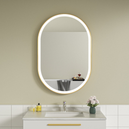 Oglinda baie led 60x100 cu rama auriu