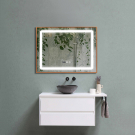 Oglinda baie 80x60 inramata, cu ceas si dezaburire